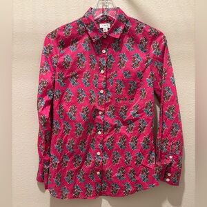 J. Crew Pink Floral Cotton Shirt